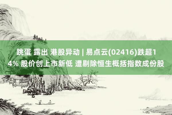 跳蛋 露出 港股异动 | 易点云(02416)跌超14% 股价创上市新低 遭剔除恒生概括指数成份股