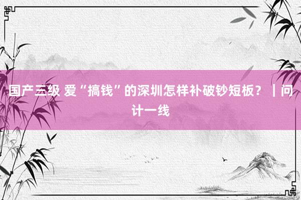 国产三级 爱“搞钱”的深圳怎样补破钞短板？｜问计一线